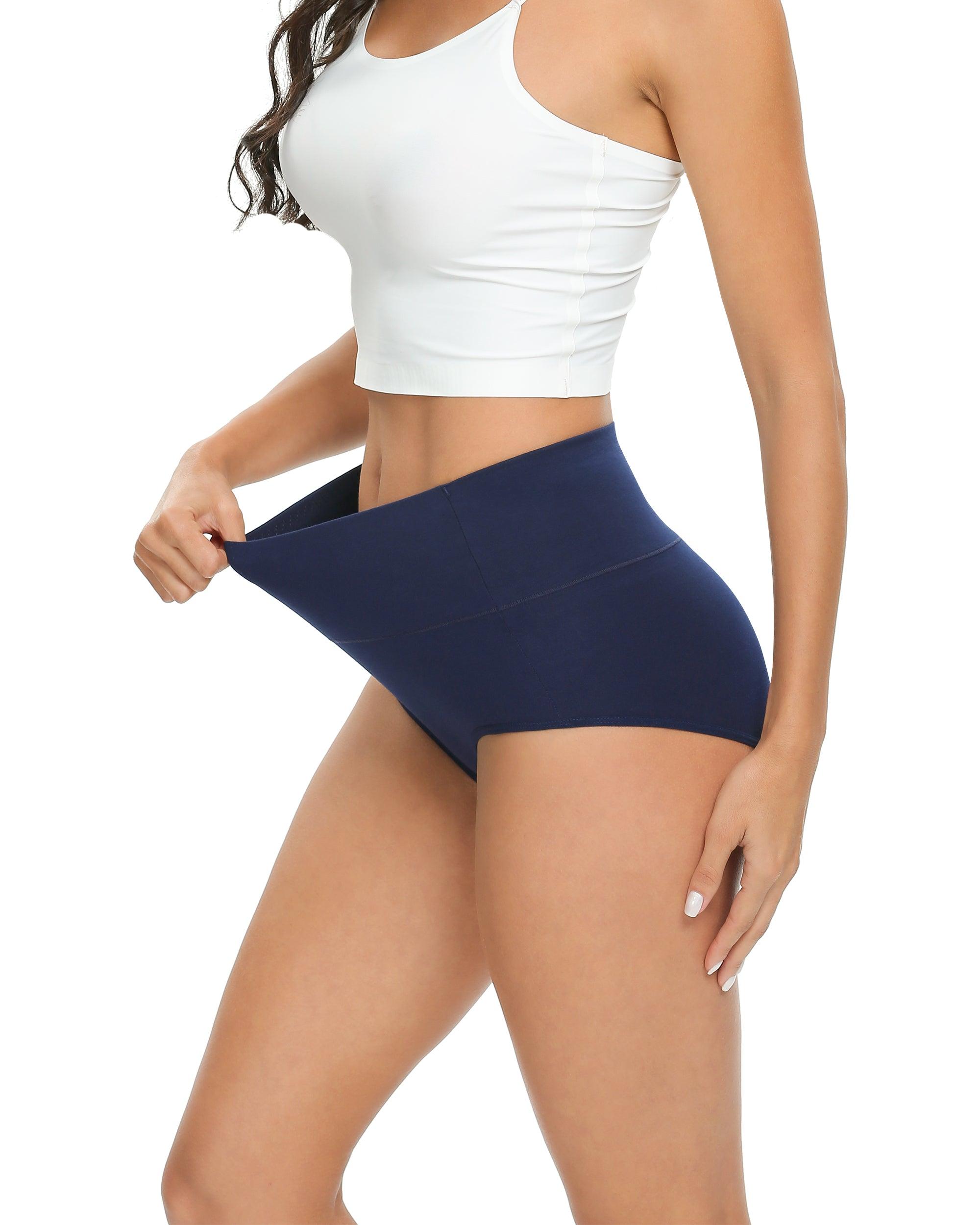 HUPOM Seamless Tummy Control Underwear For Women Underwear High Waist  Leisure Tie Comfort Waist Blue L