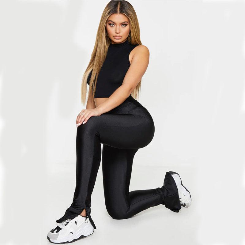 Only Petite shiny disco leggings in black - ALTHEANRAY