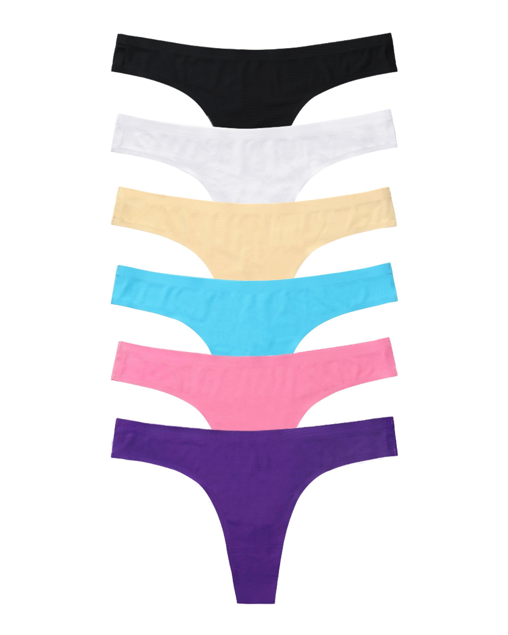 Seamless No Show Ice Silk Thongs 6 Pieces Pack - ALTHEANRAY