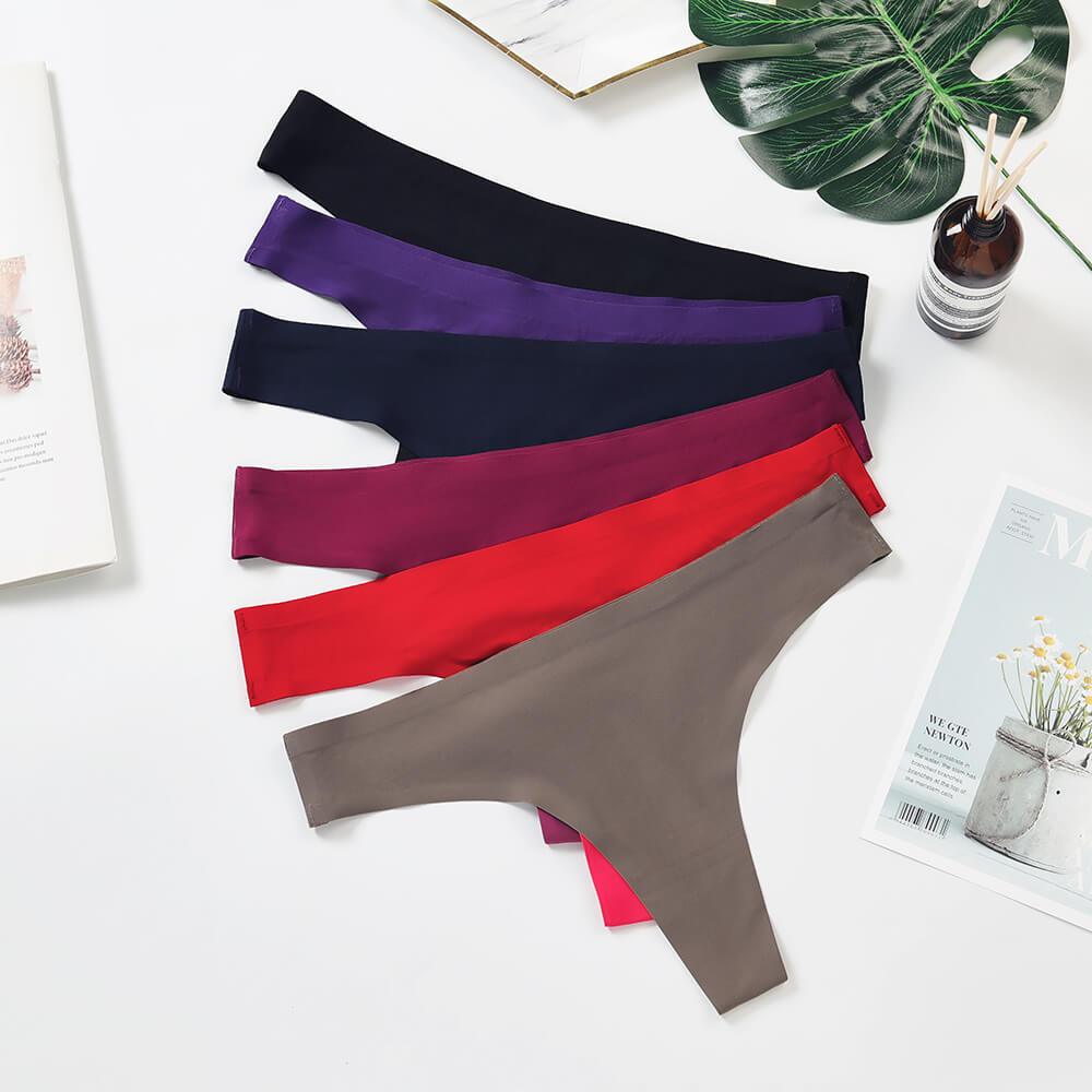 Seamless No Show Ice Silk Thongs 6 Pieces Pack - ALTHEANRAY - ALTHEANRAY